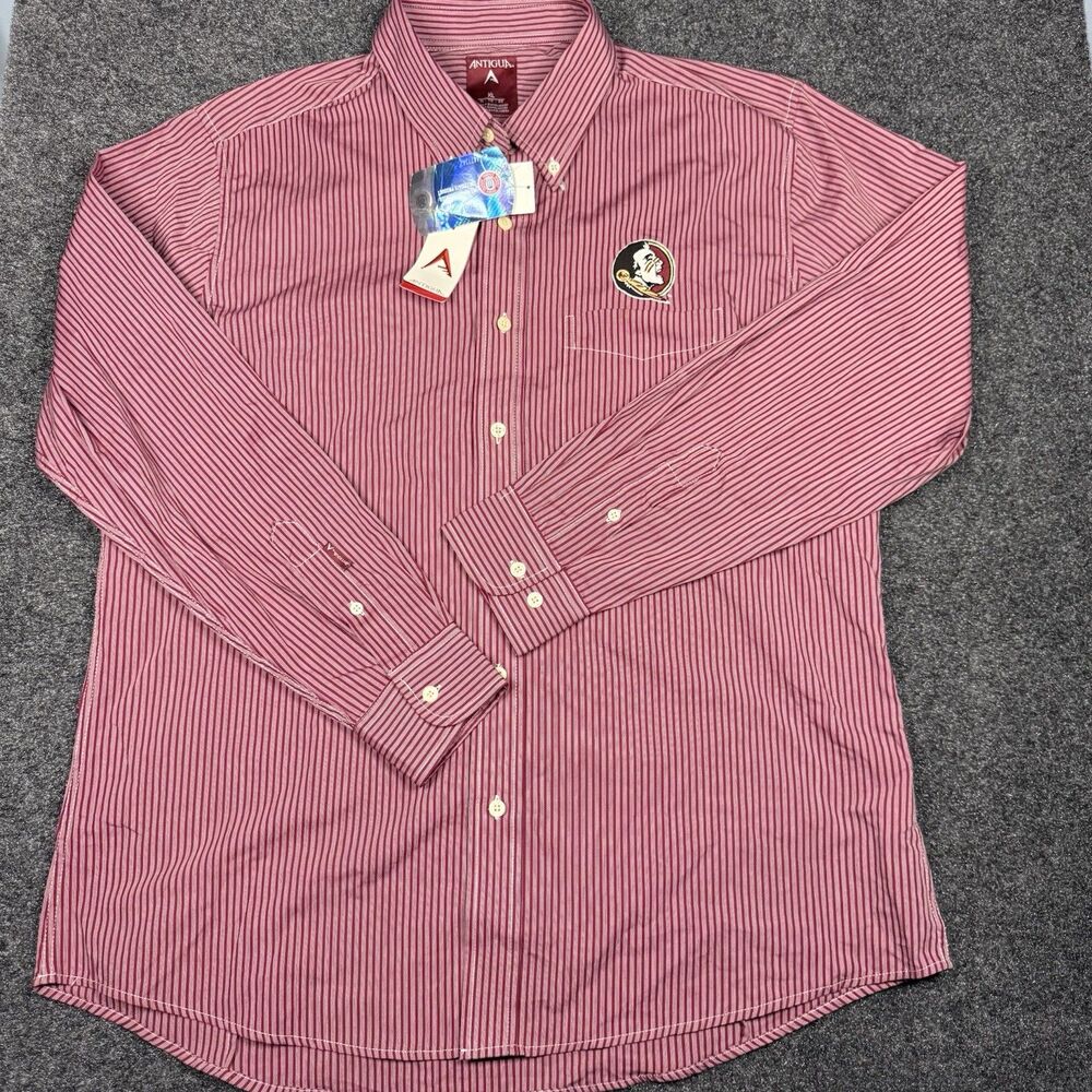 Antigua FSU Florida State Seminoles Long Sleeve Red Dress Shirt Striped Mens XL - Picture 2 of 6